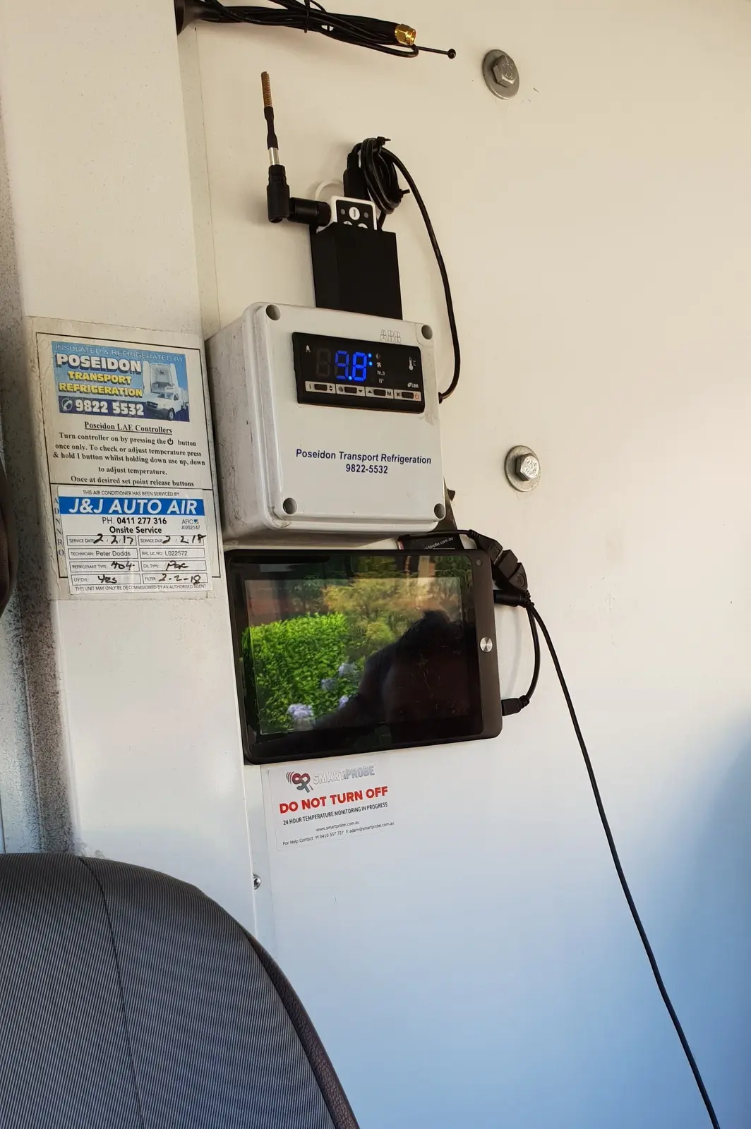 SmartProbe tablet installed in a refrigerated van